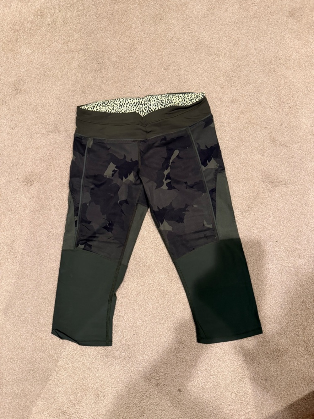 lululemon athletica Olive Green Camo Cropped Leggings